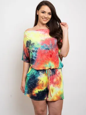 PLUS SIZE TIE DYE ROMPER