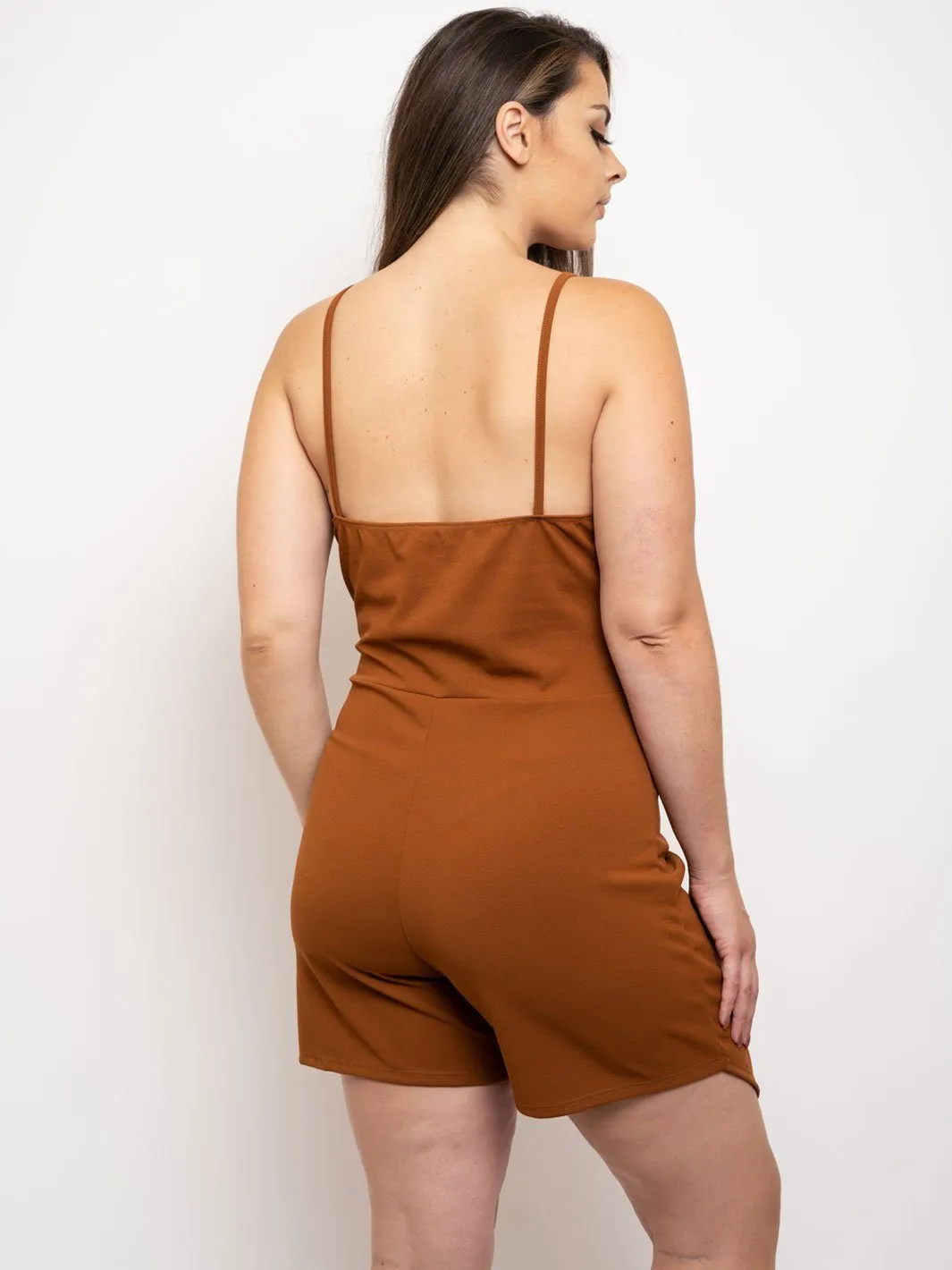 PLUS SIZE TWILL WRAP ROMPER