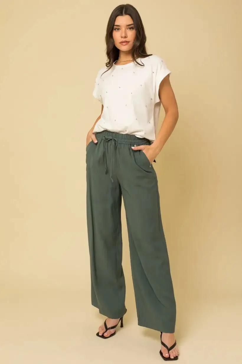 POCKETS DETAIL WIDE LEG TRACK PANTS