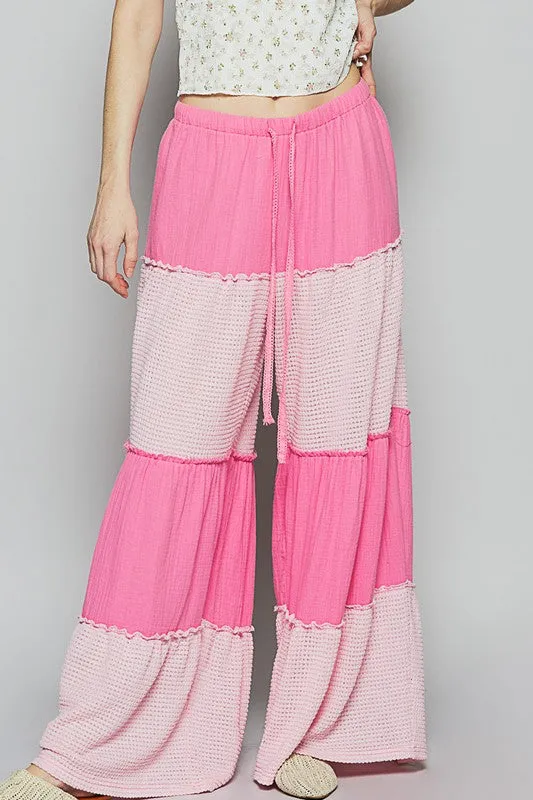 POL Two Tone Drawstring Wide Leg Pants