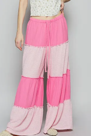 POL Two Tone Drawstring Wide Leg Pants