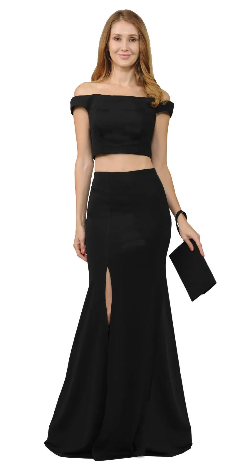 Poly USA 8124 Off-Shoulder Mermaid Long Dress Two-Piece