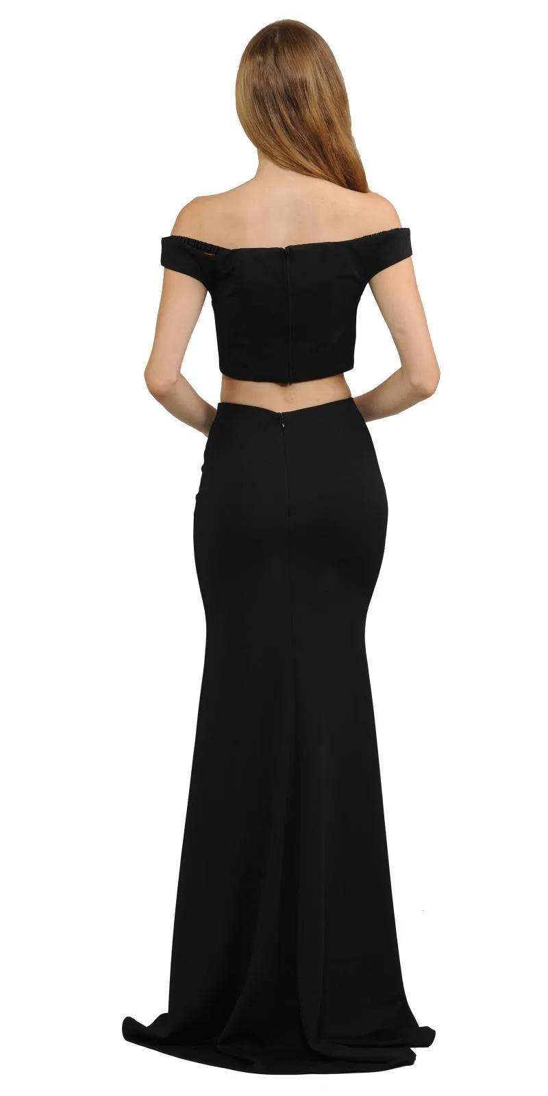 Poly USA 8124 Off-Shoulder Mermaid Long Dress Two-Piece