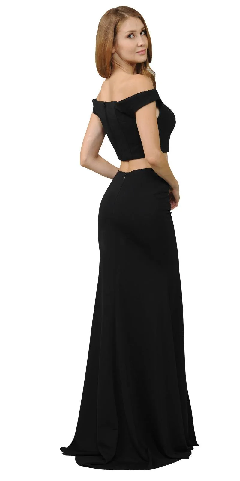 Poly USA 8124 Off-Shoulder Mermaid Long Dress Two-Piece