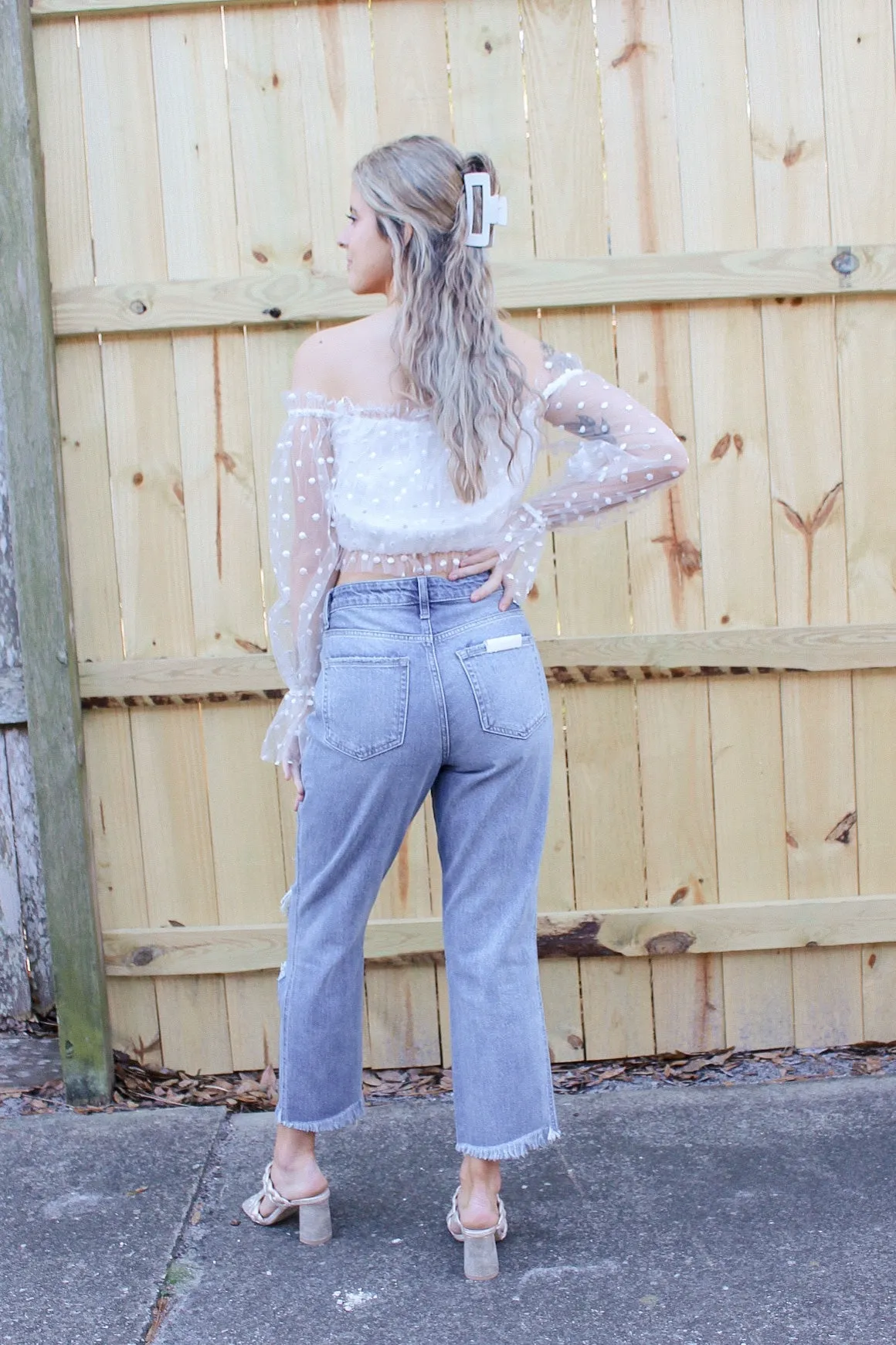 Pretty Swiss Dream Cropped Blouse - White