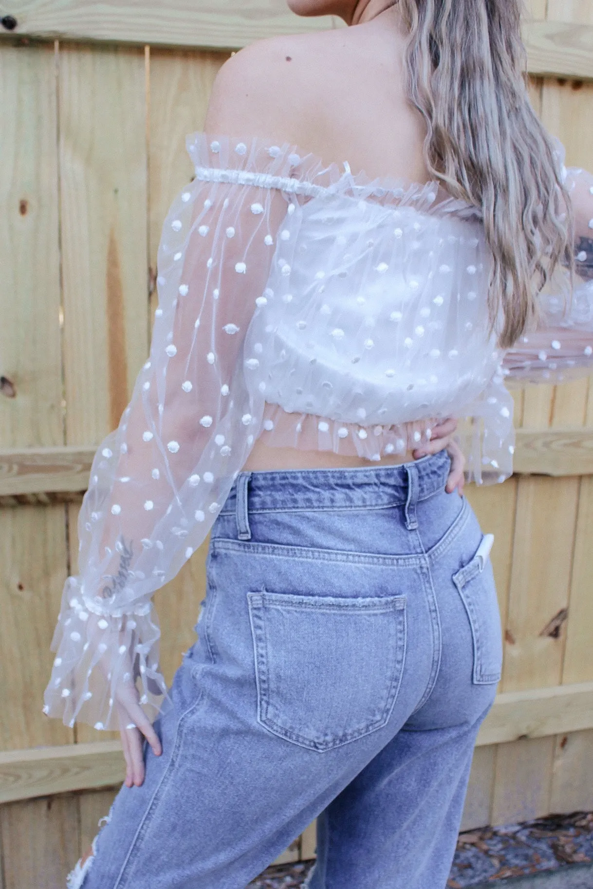 Pretty Swiss Dream Cropped Blouse - White