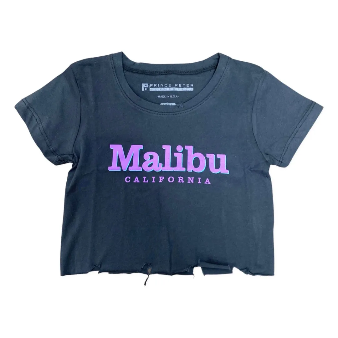 Prince Peter Tween Malibu Distressed Crop Tee - Off Black