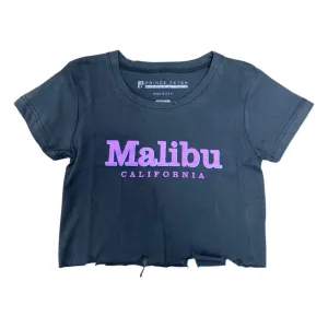 Prince Peter Tween Malibu Distressed Crop Tee - Off Black