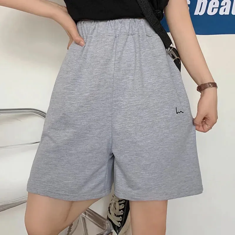 Printed Basic Colors Elastic Waist Shorts Pants