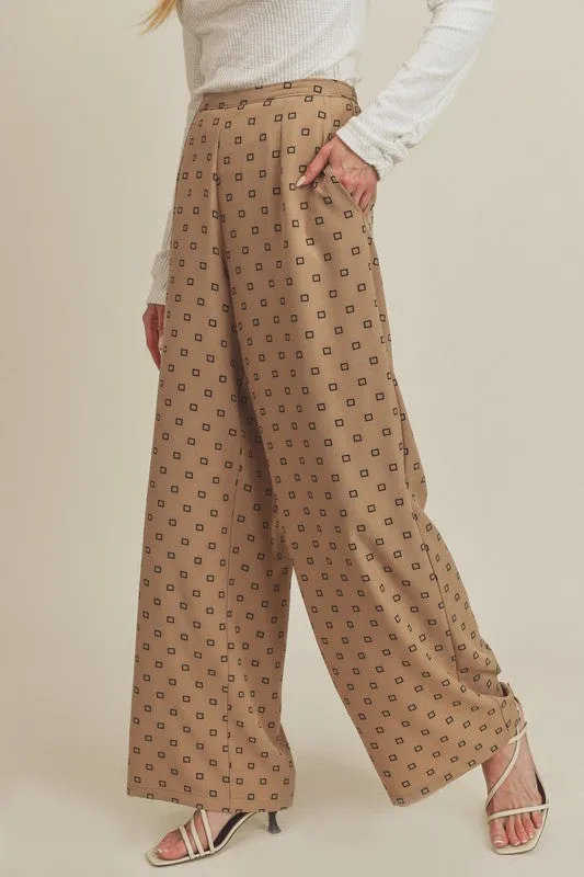Printed Elastic Waist Pants