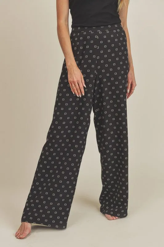Printed Elastic Waist Pants