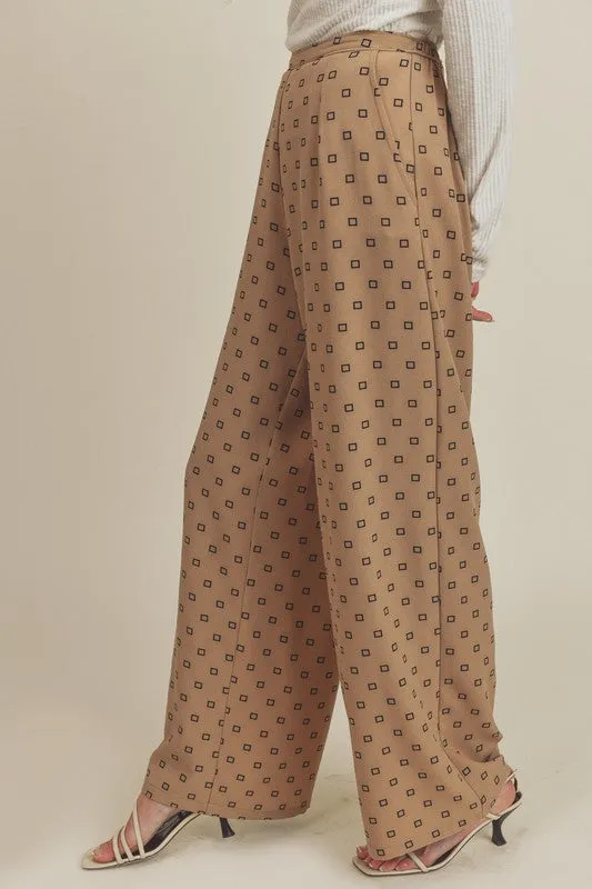 Printed Elastic Waist Pants