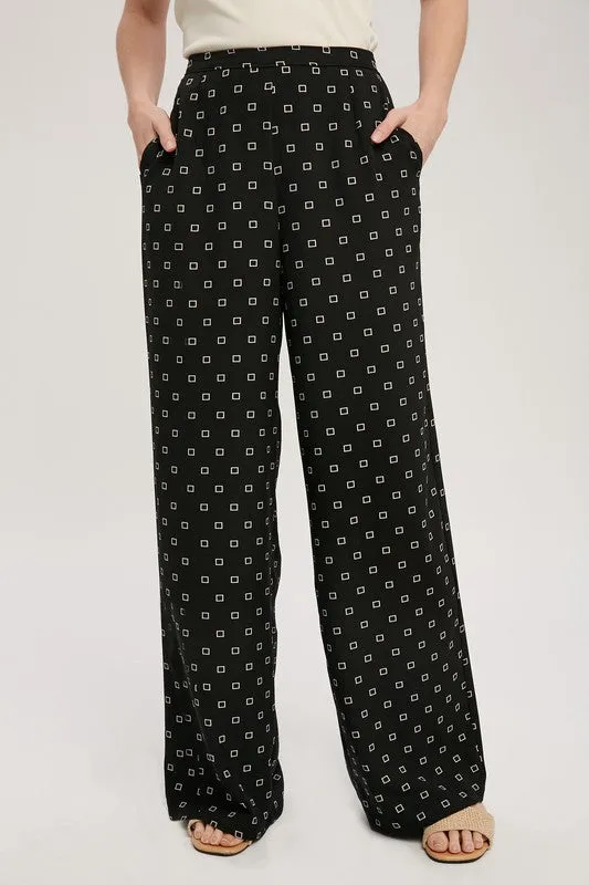 Printed Elastic Waist Pants