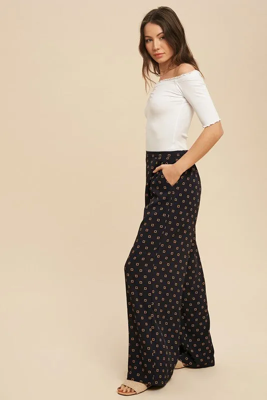 Printed Elastic Waist Pants