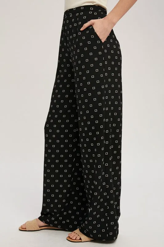Printed Elastic Waist Pants