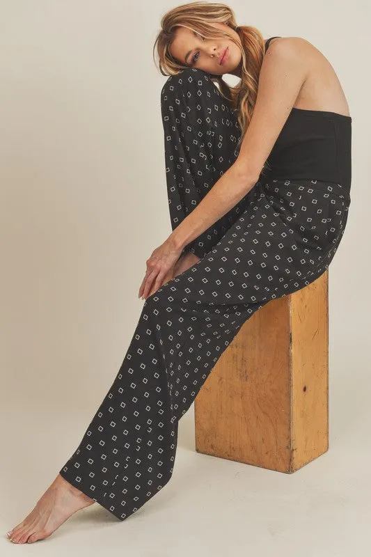 Printed Elastic Waist Pants