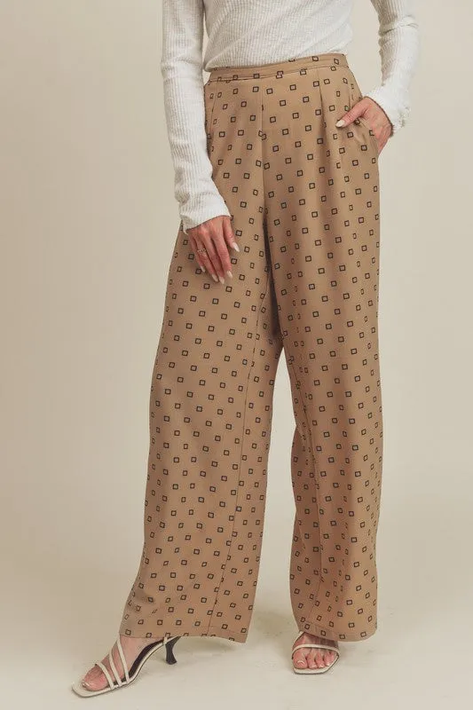 Printed Elastic Waist Pants