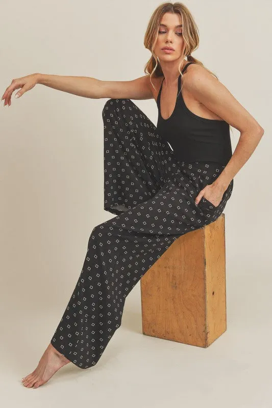 Printed Elastic Waist Pants