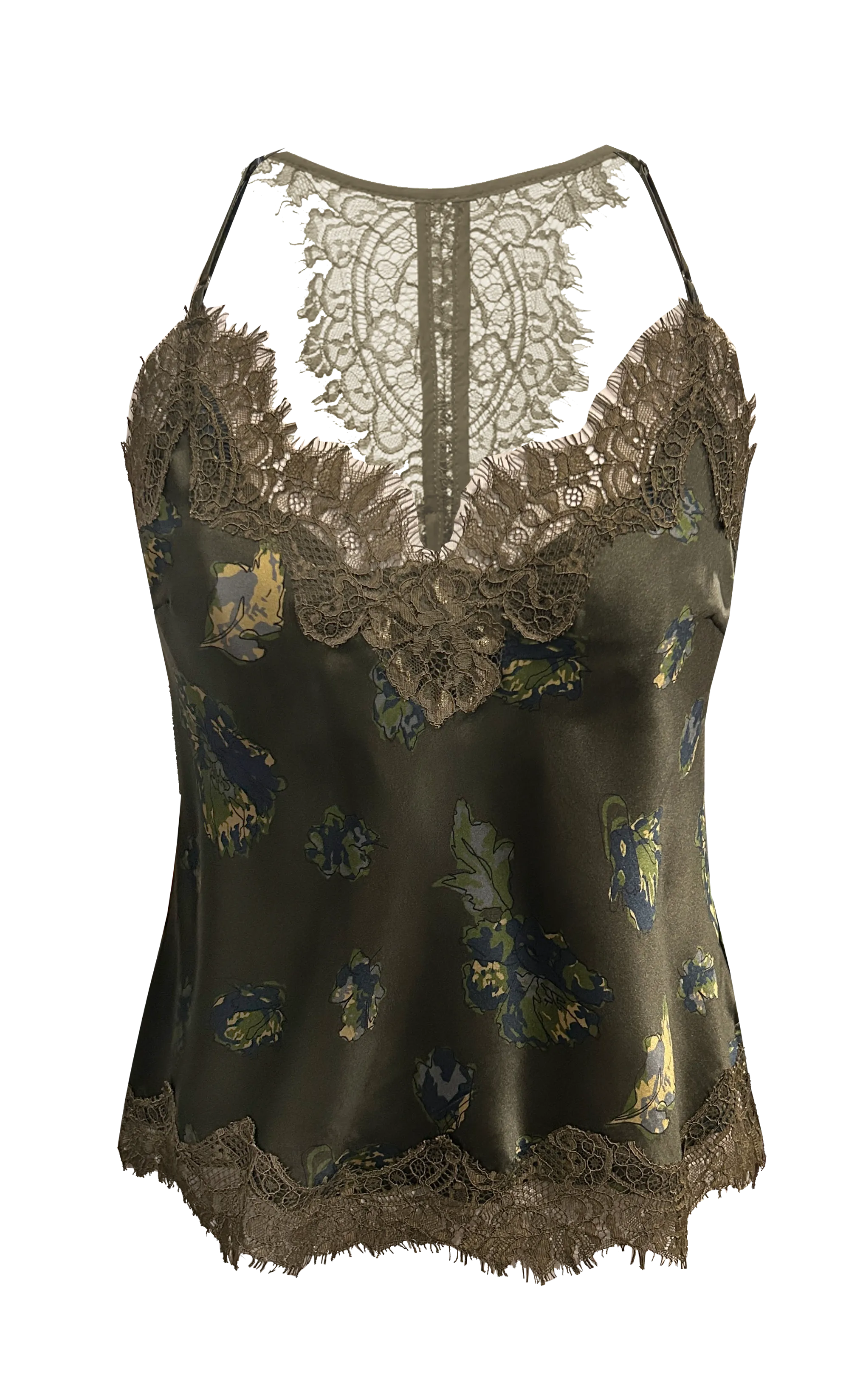 Printed Lucy Cami Moss Green Flora Garden Print