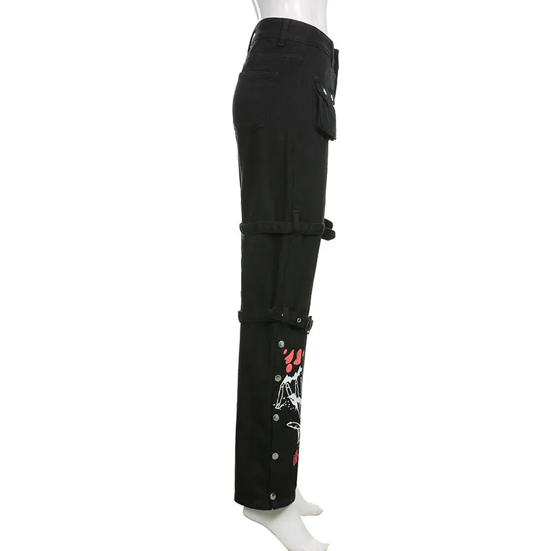 Printed Metal Button Trousers UB3464