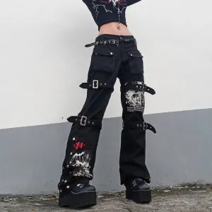 Printed Metal Button Trousers UB3464