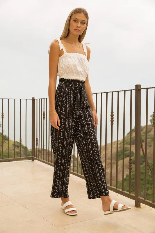 Printed Paperbag Pants
