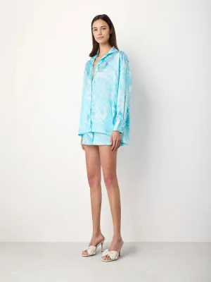 Printed Silk Shirt in Blue Print