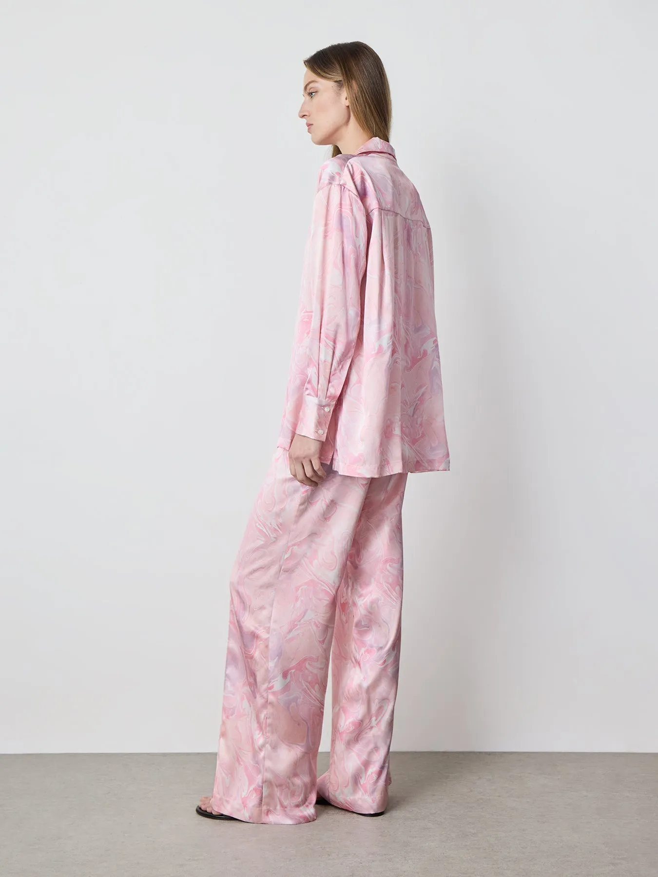 Printed Silk Shirt in Pink Print