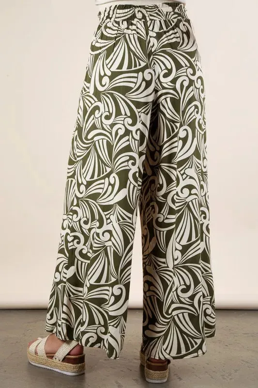Printed Wide Leg Pants