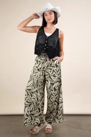 Printed Wide Leg Pants