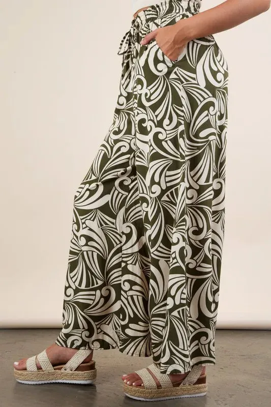 Printed Wide Leg Pants