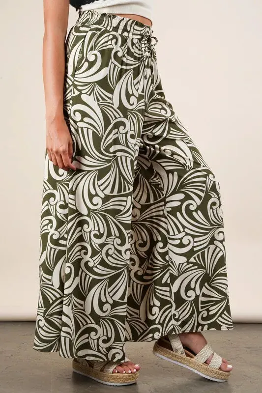 Printed Wide Leg Pants