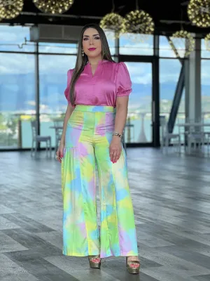 PRINTED WIDE PANTS