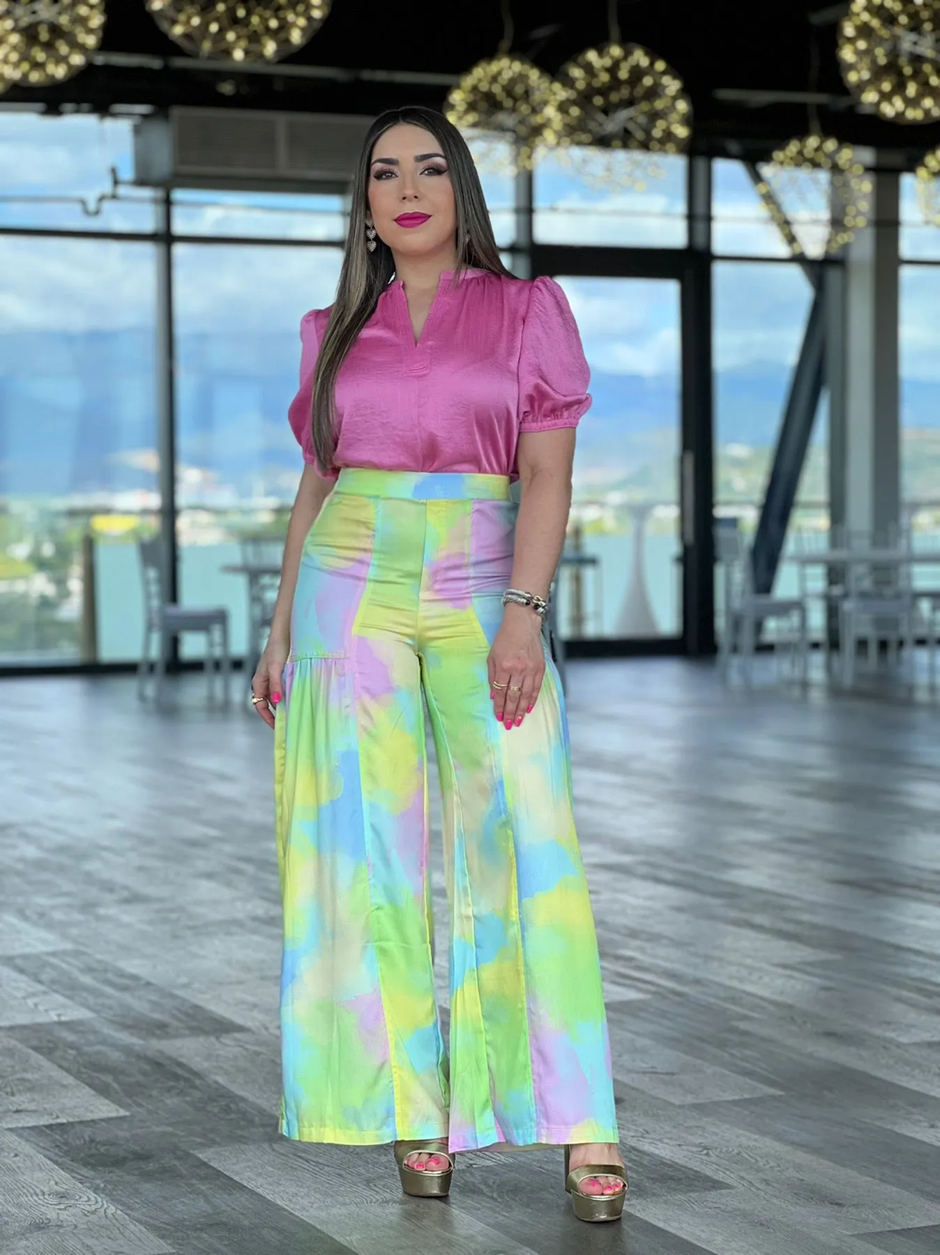 PRINTED WIDE PANTS