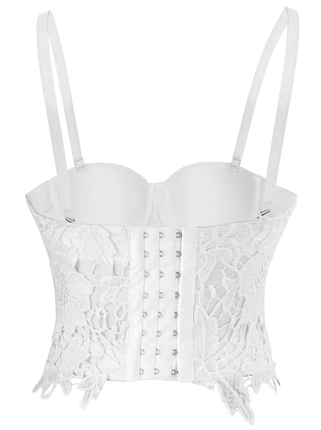 Punk Goth Floral Lace Bustier Corset Party Bralet Crop Top