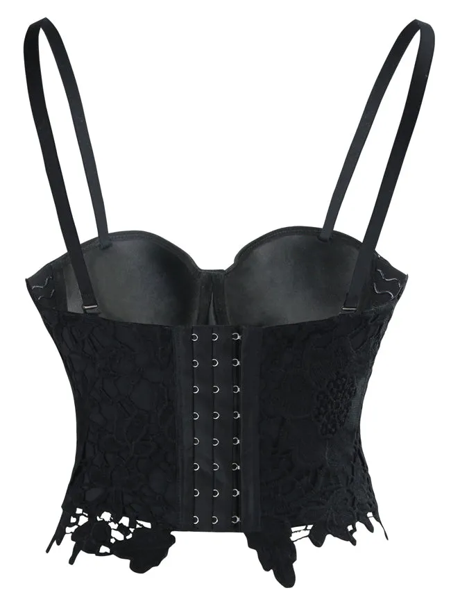 Punk Goth Floral Lace Bustier Corset Party Bralet Crop Top