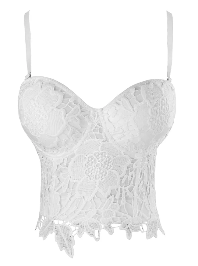 Punk Goth Floral Lace Bustier Corset Party Bralet Crop Top