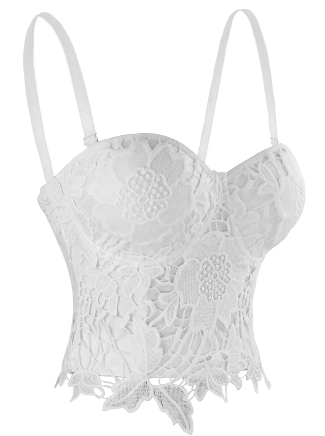 Punk Goth Floral Lace Bustier Corset Party Bralet Crop Top