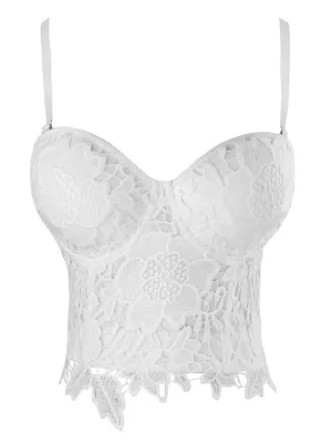 Punk Goth Floral Lace Bustier Corset Party Bralet Crop Top