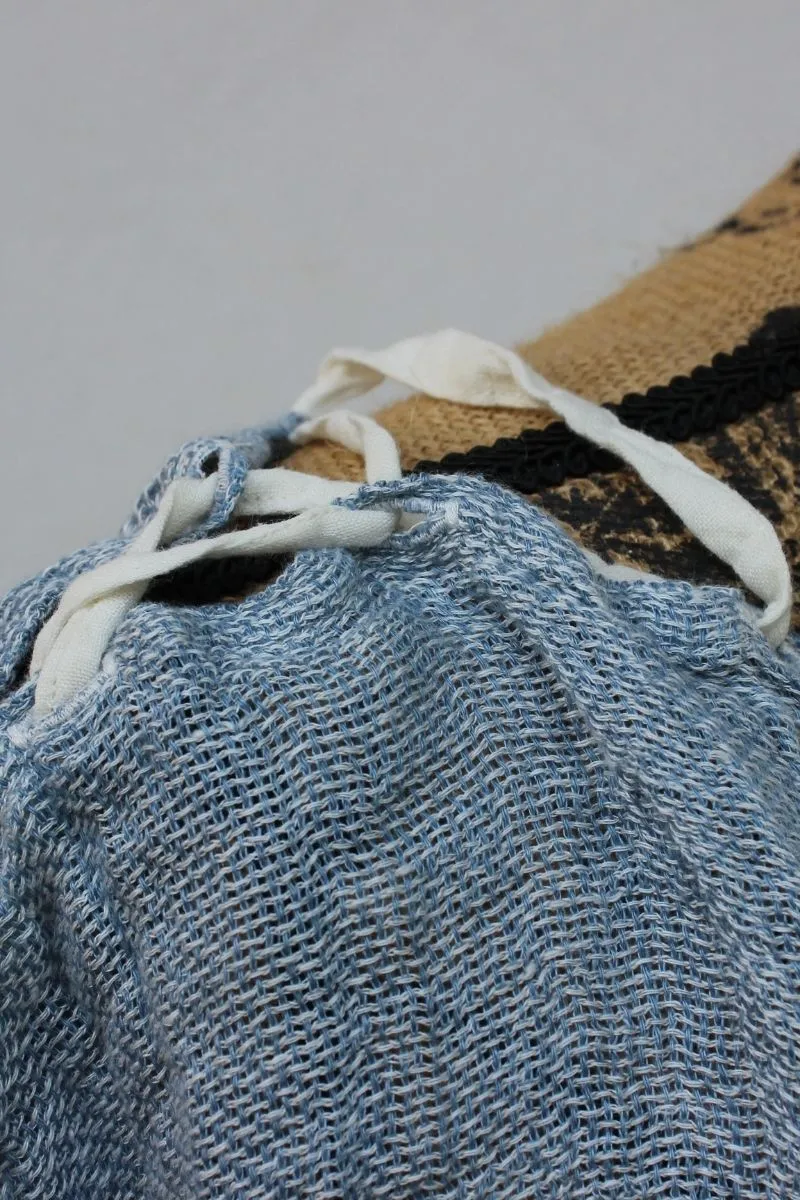 Pure Italian Linen Positano Laces Blue Top