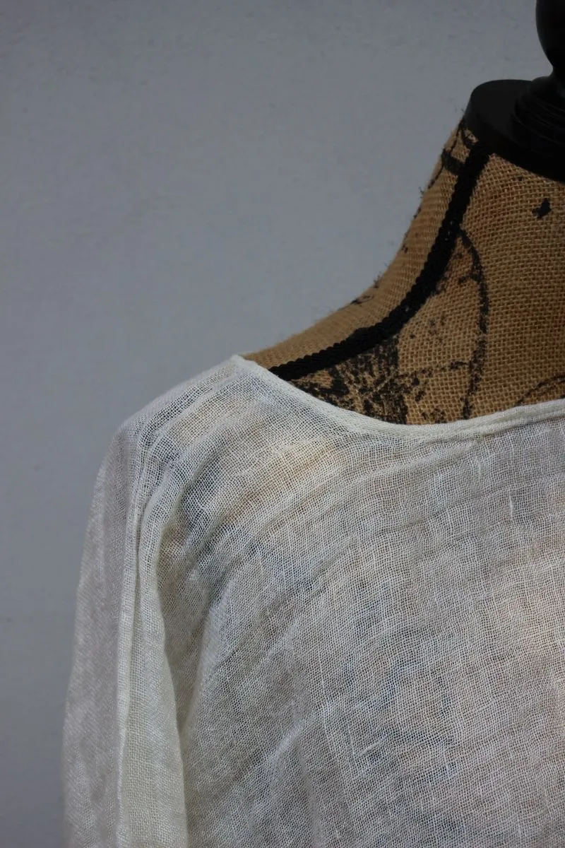 Pure Italian Linen Positano Red and White Long Top