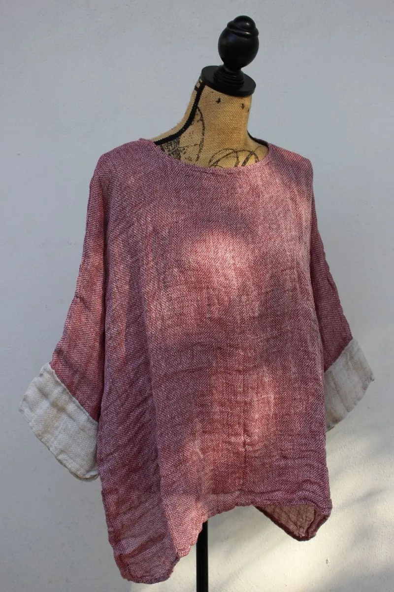 Pure Italian Linen Positano Red Top