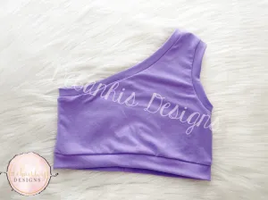 Purple one shoulder crop top kids/womes size