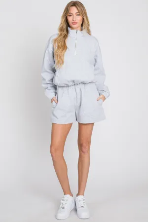 QUARTER ZIP CROP SWEATSHIRT