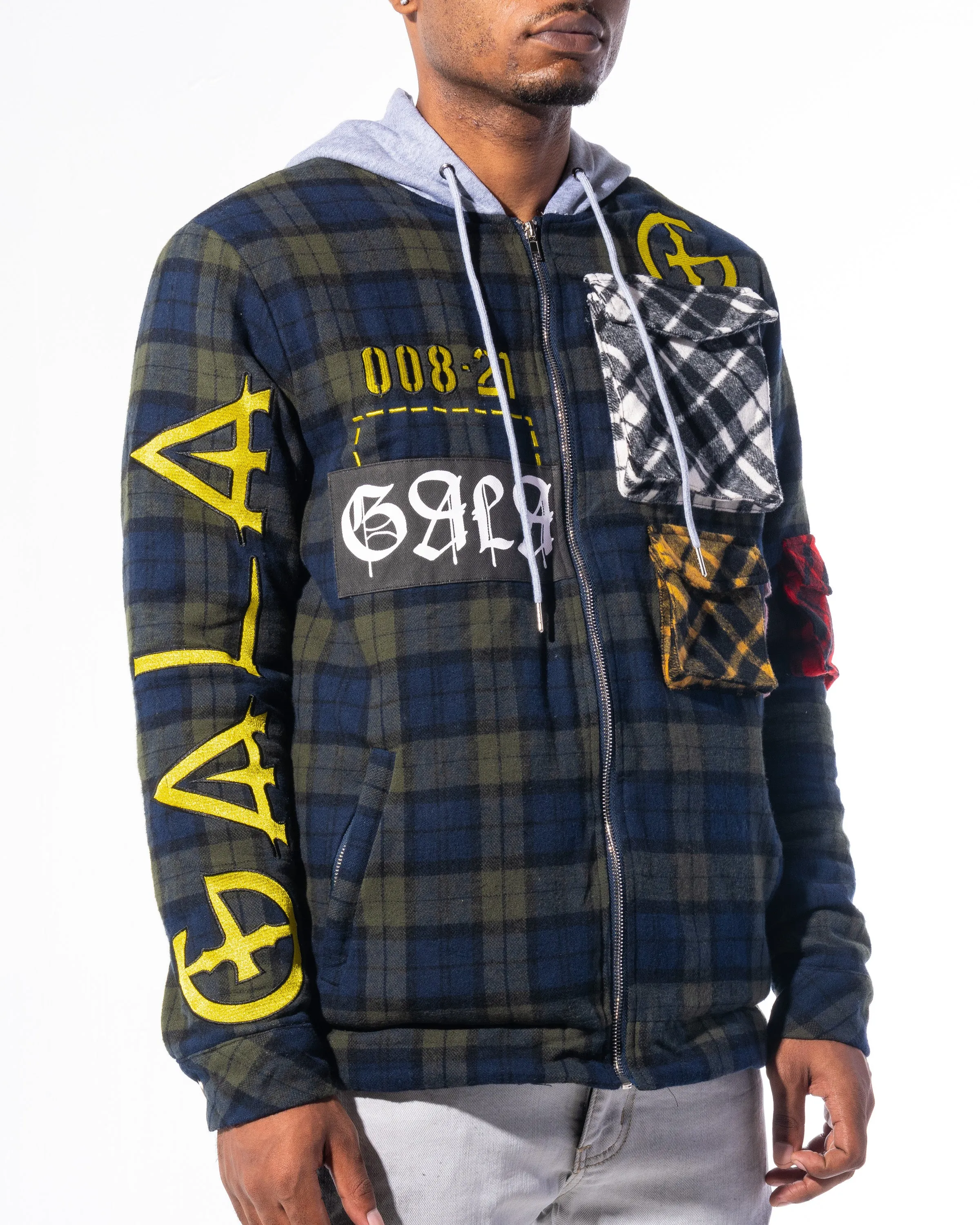 "ACCOMPLICE" FLANNEL (OLIVE/NAVY COMBO)