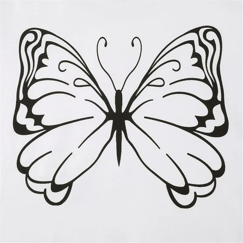"BIG BUTTERFLY PRINT" CROP TOP D052810