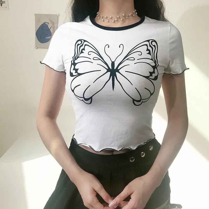 "BIG BUTTERFLY PRINT" CROP TOP D052810