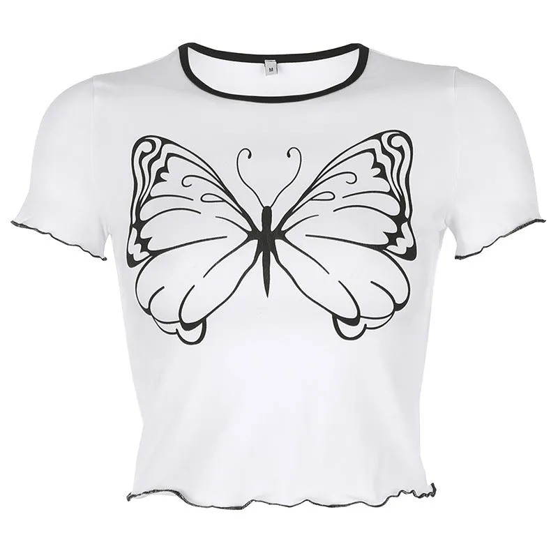 "BIG BUTTERFLY PRINT" CROP TOP D052810