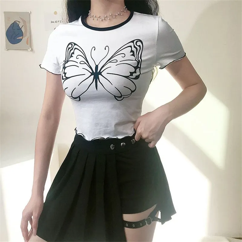 "BIG BUTTERFLY PRINT" CROP TOP D052810