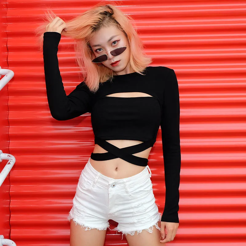 "BLACK SEXY LACE" CROP TOP K112101